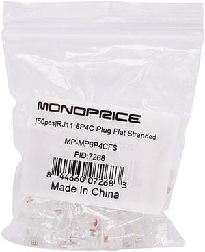 Monoprice RJ11 6P4C Plug Flat Stranded, 50-Piece/Bag (107268)