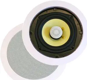 Monoprice 2-Way Aramid Fiber In-Ceiling Speakers - 8 Inch (Pair) Titanium Silk Dome Tweeters - Caliber Series