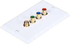 Monoprice 3 RCA Component / F Connector Two-Piece Inset Wall Plate (RGB Component + F Connector) - Coupler Type