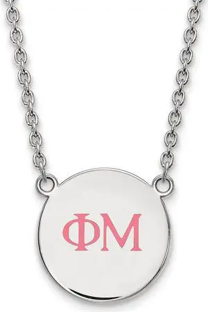 Sterling Silver Phi Mu Small Enamel Necklace