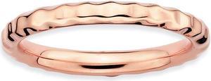 2.25mm Stackable 14K Rose Gold Plated Silver Hammered Band Size 5