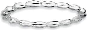 1.5mm Rhodium Plated Sterling Silver Stackable Rice Bead Band, Size 5