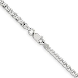 3.1mm Sterling Silver Solid Flat Cuban Anchor Chain Necklace, 18 Inch