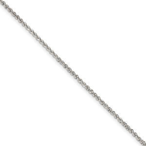 2.25mm Sterling Silver Classic Solid Rope Chain Anklet, 9 Inch