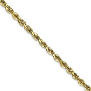 4mm 10k Yellow Gold D/C Quadruple Rope Chain Necklace, 22 Inch