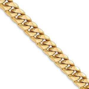 Men's 7.3mm 14k Yellow Gold Hollow Cuban Curb Chain Necklace, 18 Inch