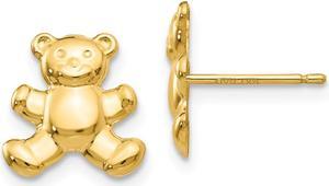 Kids 10mm Teddy Bear Post Earrings in 14k Yellow Gold