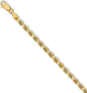 3.25mm 14k Yellow Gold, Solid Diamond Cut Rope Chain Necklace, 20 Inch