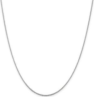1.1mm Rhodium Plated Silver Solid D/C Rope Chain Necklace, 16 Inch