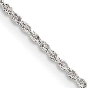 1.3mm Sterling Silver Classic Solid Rope Chain Necklace, 16 Inch