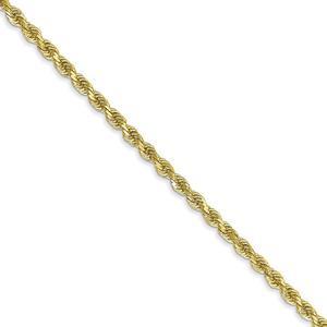 2.5mm 10k Yellow Gold Solid Diamond Cut Rope Chain Necklace, 30 Inch