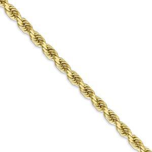 Men's 5mm, 10k Yellow Gold Diamond Cut Solid Rope Chain Necklace, 26in