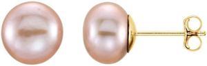 7-8mm Pink Freshwater Cultured Pearl 14k Yellow Gold Stud Earrings