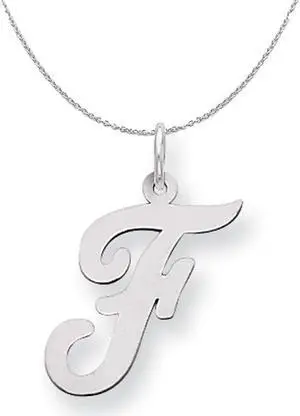 Silver Madison Collection LG Classic Script Initial F Necklace - 16 In
