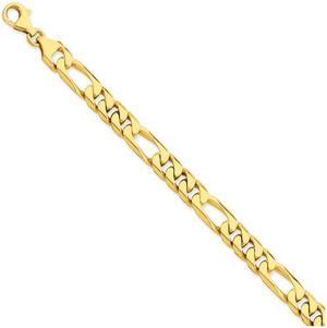 Men's 14k Yellow Gold, 8mm Figaro Link Chain Bracelet - 8 Inch