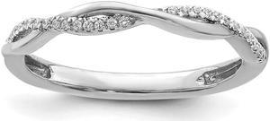 2mm 14k White Gold 1/15 Ctw Diamond Stackable Twist Band, Size 5