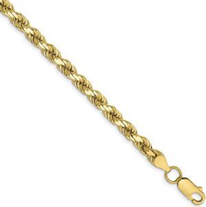 Men's 5mm, 10k Yellow Gold Diamond Cut Solid Rope Chain Bracelet, 7in