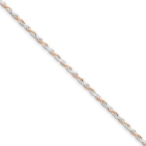 2.5mm, Sterling Silver & 10K Rose Vermeil, Two-Tone Rope Chain, 8 inch