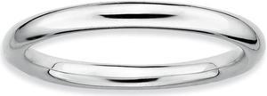 2.25mm Rhodium Plated Sterling Silver Stackable Polished Band, Size 6