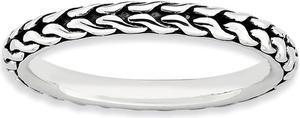 2.5mm Sterling Silver Stackable Antiqued Woven Band, Size 7