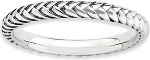 2.5mm Sterling Silver Stackable Antiqued Wheat Band, Size 9