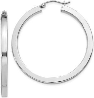 3.25mm, Sterling Silver, Polished Square Hoops - 40mm (1 1/2 Inch)