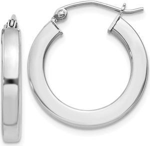 3.25mm, Sterling Silver, Hollow Square Hoops - 20mm (3/4 Inch)