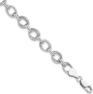 Sterling Silver 7mm Polished Oval Link Chain Bracelet, 7.5 Inch