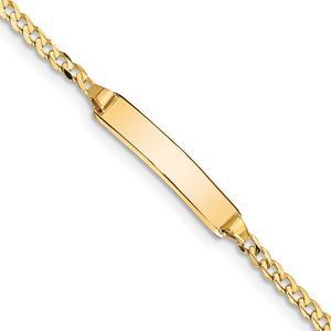 14k Yellow Gold Curb Link I.D. Bracelet - 7 Inch