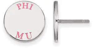 Sterling Silver Phi Mu Pink Enamel Post Earrings