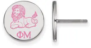Sterling Silver Phi Mu Enamel Post Earrings