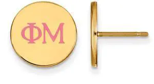 14K Plated Silver Phi Mu Enamel Greek Letters Post Earrings