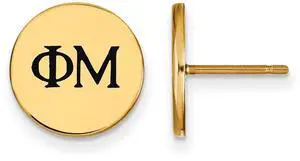14K Plated Silver Phi Mu Black Enamel Greek Letters Post Earrings