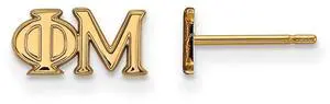 14K Plated Silver Phi Mu XS Greek Letters Post Earrings
