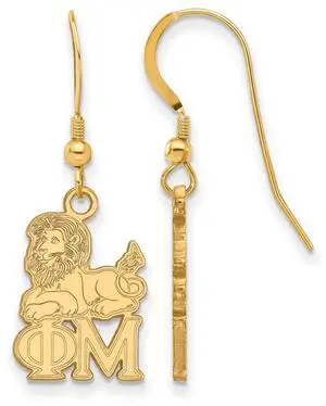 14K Plated Silver Phi Mu Small Dangle Earrings