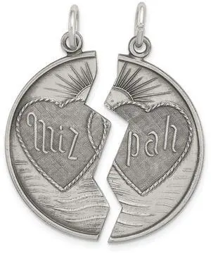 Sterling Silver Antiqued & Satin 2 Piece Mizpah Coin Pendant, 28mm