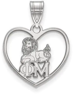 Sterling Silver Phi Mu Heart Pendant