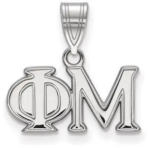 Sterling Silver Phi Mu Medium Greek Letters Pendant