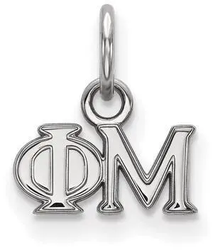 Sterling Silver Phi Mu XS (Tiny) Greek Letters Charm