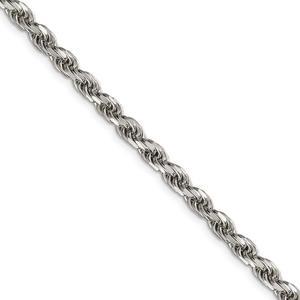4.75mm, Sterling Silver Diamond Cut Solid Rope Chain Necklace, 30 Inch