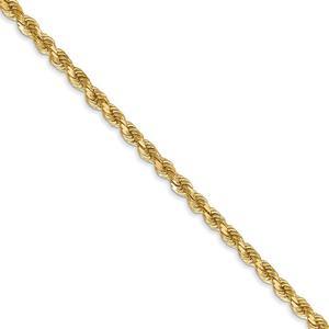 2.75mm 14k Yellow Gold, Diamond Cut Solid Rope Chain Necklace, 24 Inch