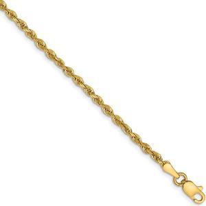 2.25mm, 14k Yellow Gold, D/C Quadruple Rope Chain Bracelet, 7 Inch