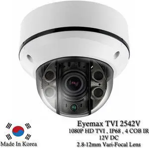 Eyemax Storm Series TVI-2542V 1080P HD-TVI Vandal DOME IR Camera 2.8-12mm 12V DC ( Made In Korea )