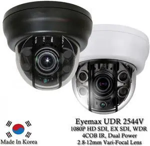 Eyemax Superdome Series Indoor IR Dome 1080P HD-SDI, EX SDI Camera UDR-2544V 2.8-12mm Dual Power ( Made In Korea ) Black case