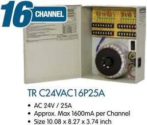 AC 24V High Amps 16CH 25A Non-Fused Breaker CCTV Camera Power Distributors Box