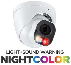 Eyemax 8MP Standard 4K Dual-Light Turret dome Camera, 2.8mm Wide Lens, POE, Mic, Speaker, Blue Alarm Light, Plug & Play Magic NVRs and Eyemax NVR ( Magic Viewer NVR , DMSS NVR )