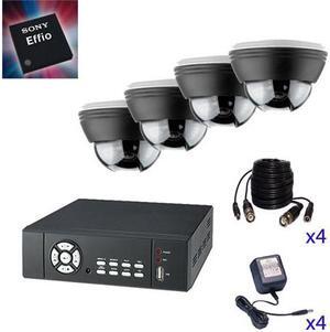 4ch DVR Package: H.264 DVR, SONY EFFIO Dome Camera, Power Supply and Cables, 3G phone support