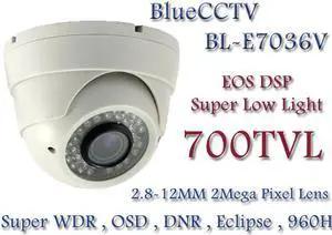 Bluecctv 700TVL EOS DSP Super WDR IR Night Vision Turret Eyeball CCTV Camera 2.8-12mm