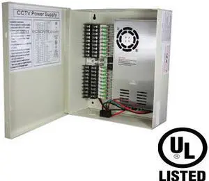 CCTV Power Supply Distribution Box - 12V DC 18 channels High Output 29 Amps UL Listed