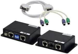 Cat5 to VGA,Mouse,Keyboard Extender Over 300FT Built-in Amplifiers